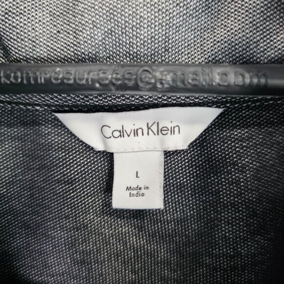 Mens Calvin Klein Gray 1/4 Zip Pullover Shirt Long Sleeve Cotton Polyester L - Picture 2 of 9